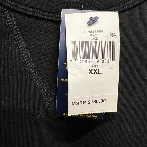 Polo Ralph Lauren Black Fleece Lined Crew neck Sweatshirt XXL - Picture 6 of 7
